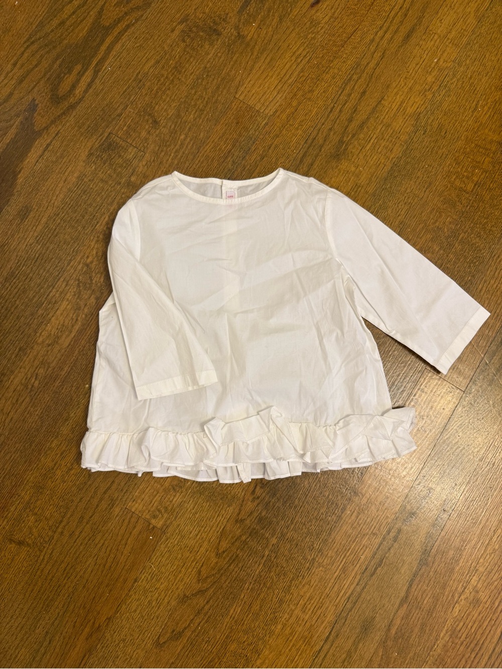 White Girls' Ruffle Hem Top - Classic Cotton